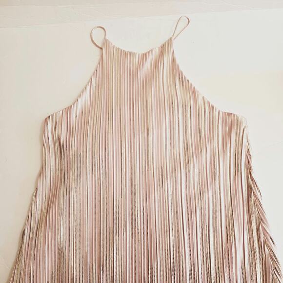 NWT The Impeccable Pig Champagne Pink Silver Plisse Slip Dress Shimmer Size S - Picture 9 of 10